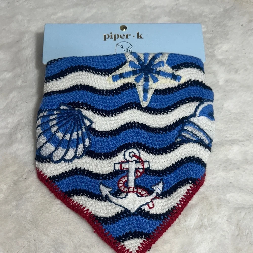 Piper K beach themed knitted hair scarf